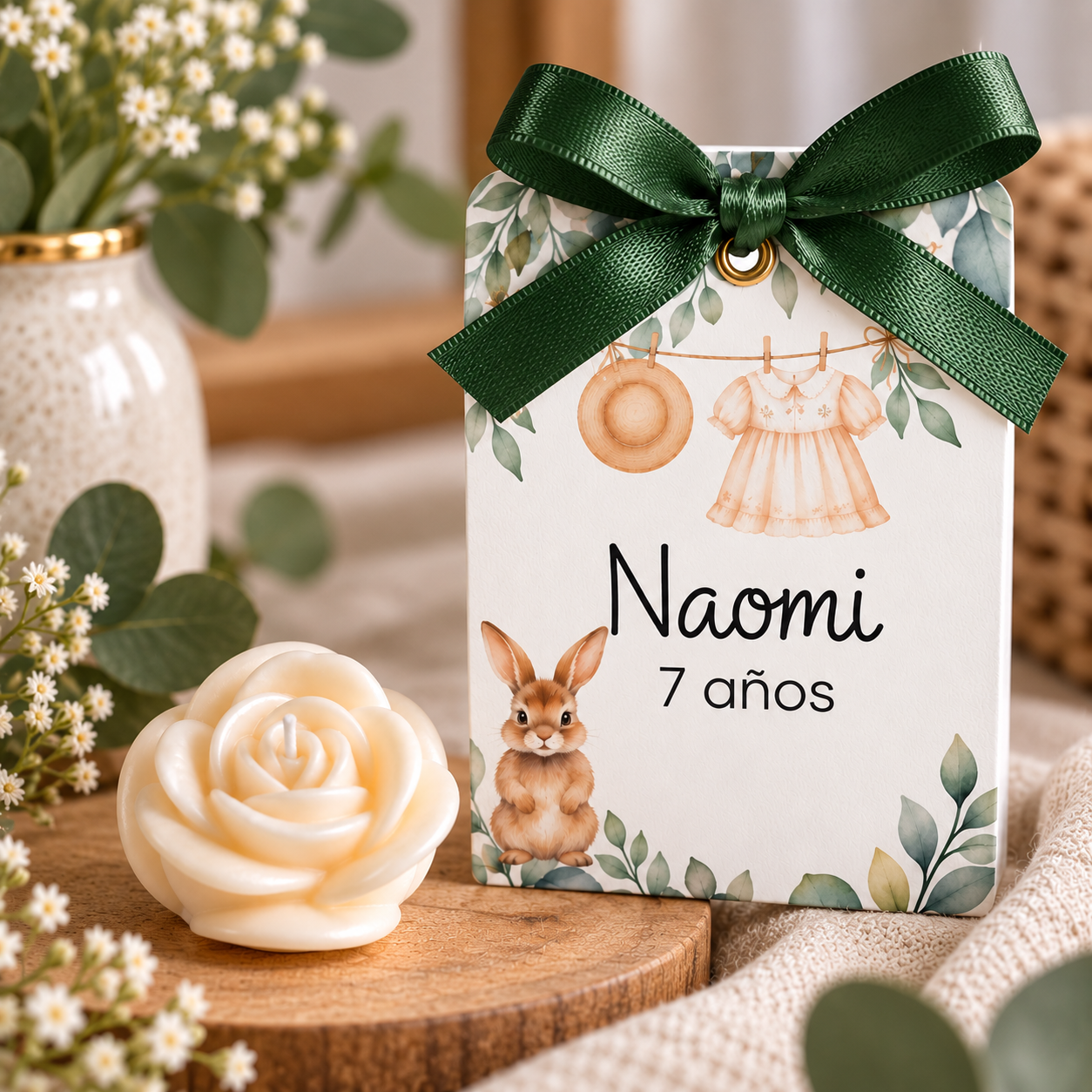 Personalized Rose-Shaped Candles for Weddings, Birthdays, Baptisms (Option 1)