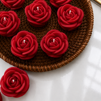 Velas en Forma de Rosa (Rojas)