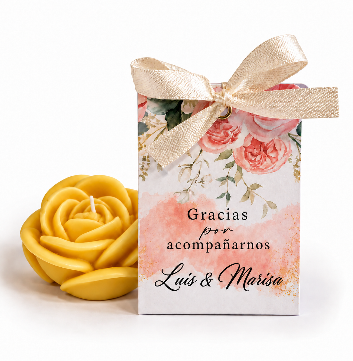 Personalized Rose-Shaped Candles for Weddings, Birthdays, Baptisms (Option 1)
