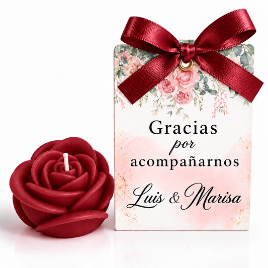 Personalized Rose-Shaped Candles for Weddings, Birthdays, Baptisms (Option 1)