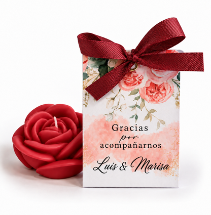 Personalized Rose-Shaped Candles for Weddings, Birthdays, Baptisms (Option 1)
