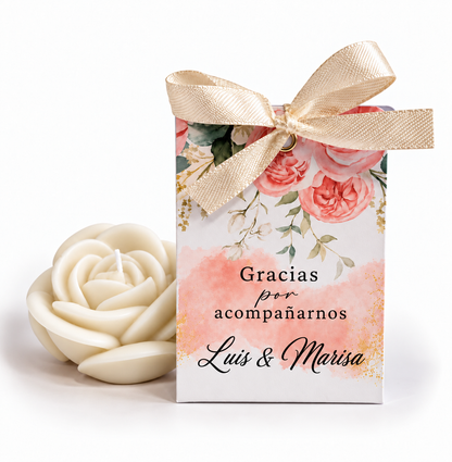 Personalized Rose-Shaped Candles for Weddings, Birthdays, Baptisms (Option 1)