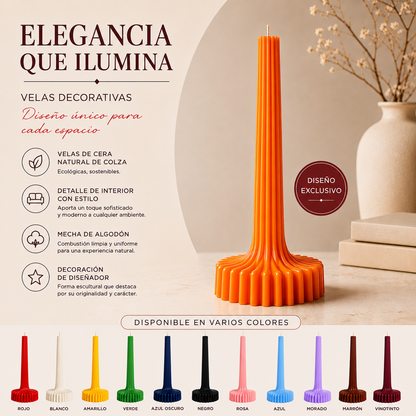 Velas Acanaladas de Diseño Exclusivo (2 unidades, naranjas)