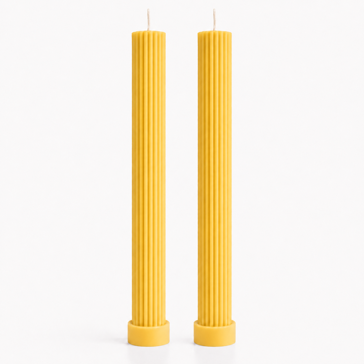Velas Decorativas Largas Acanaladas (Amarillas)