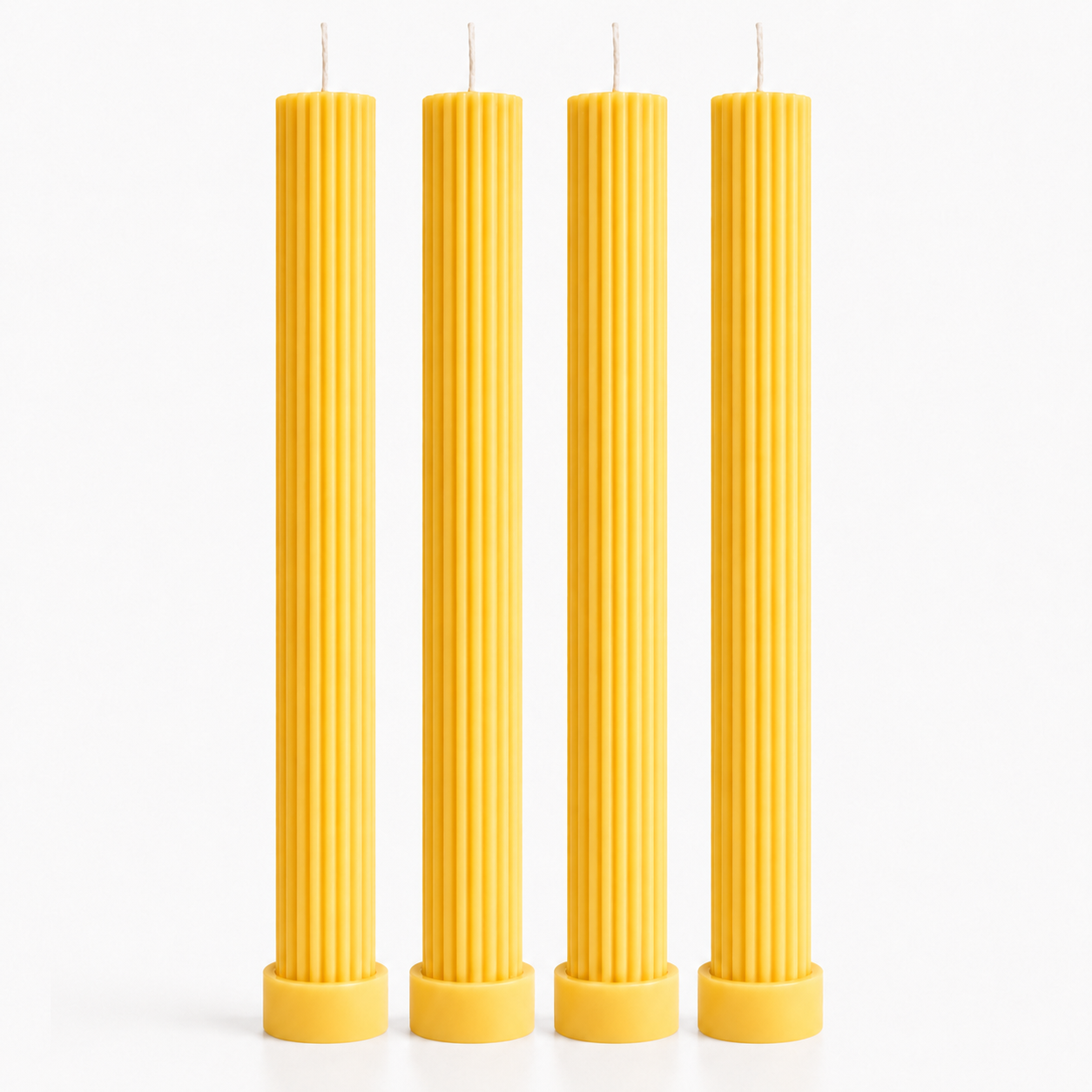 Velas Decorativas Largas Acanaladas (Amarillas)