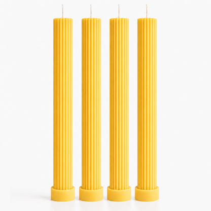 Velas Decorativas Largas Acanaladas (Amarillas)