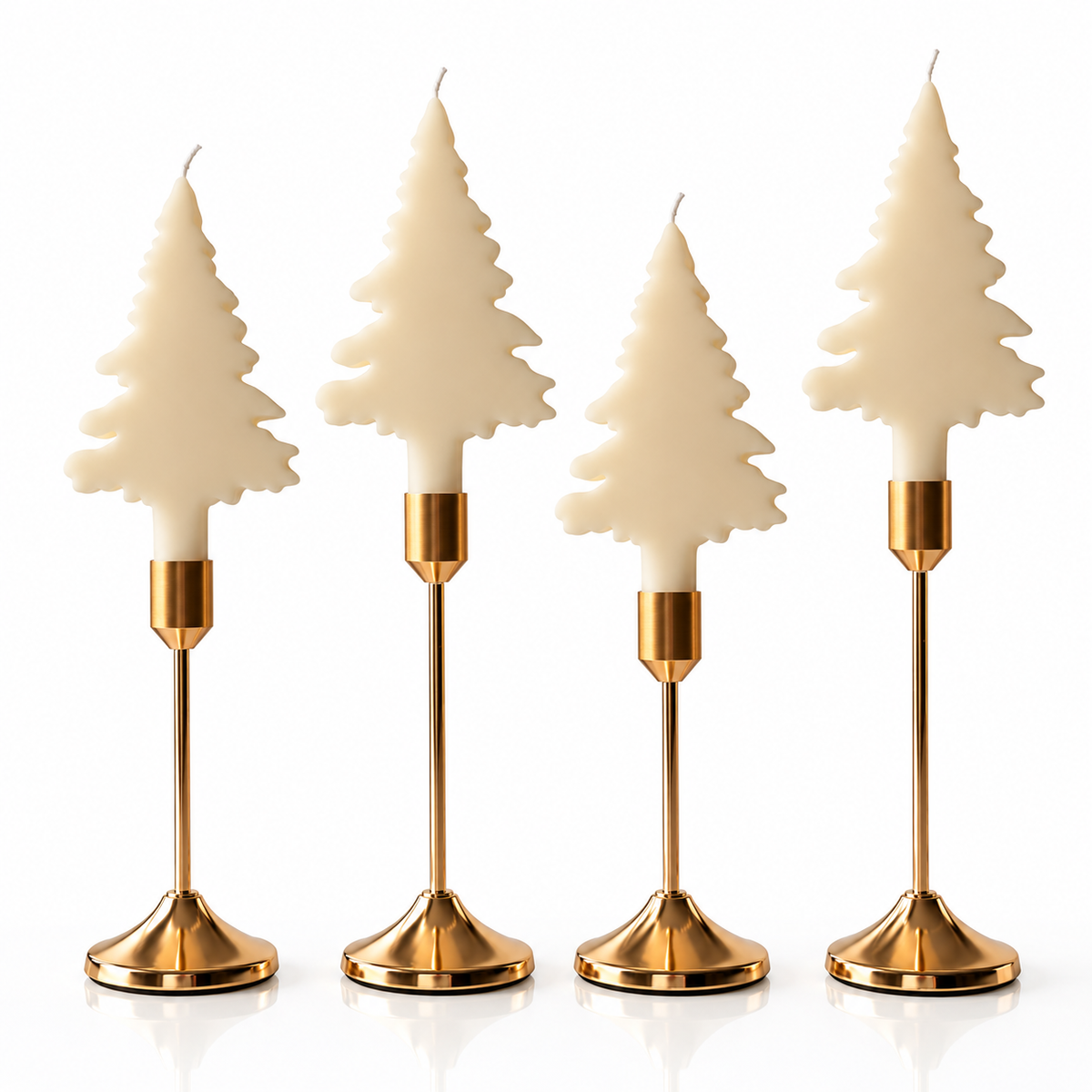 Set de 4 Velas en Forma de Árbol de Navidad