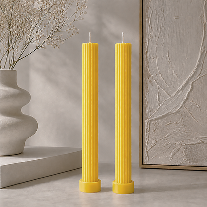Velas Decorativas Largas Acanaladas (Amarillas)