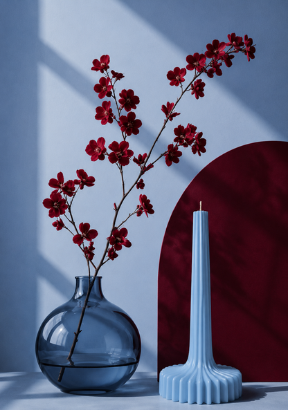 Red ribbed decorative candle