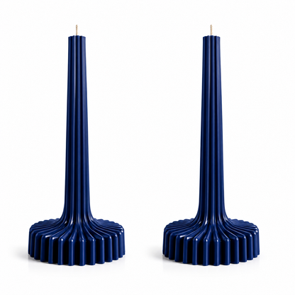 Velas Acanaladas de Diseño Exclusivo (2 unidades, azul oscuro)