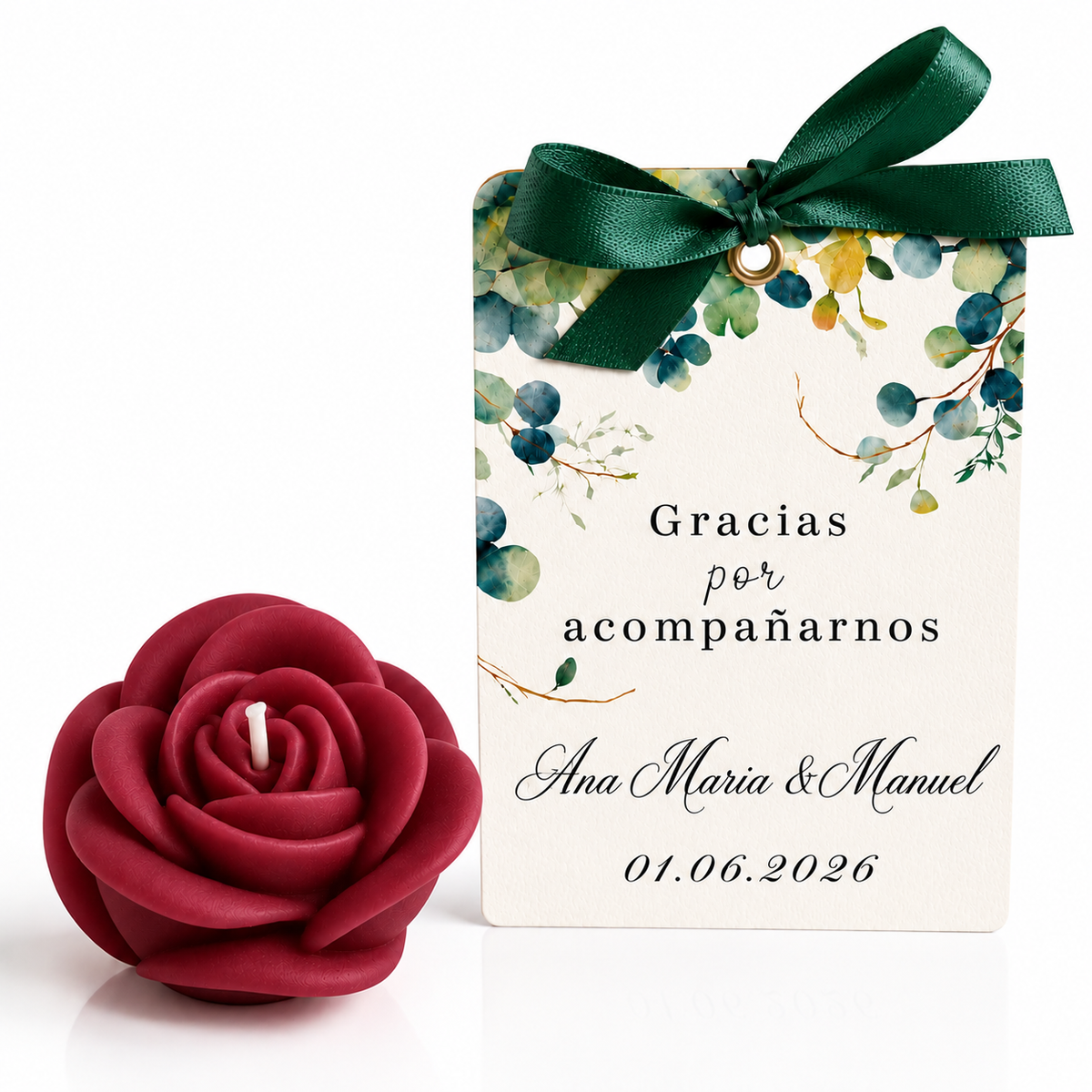 Bougies personnalisées en forme de rose pour mariages, anniversaires, baptêmes (Option 3)