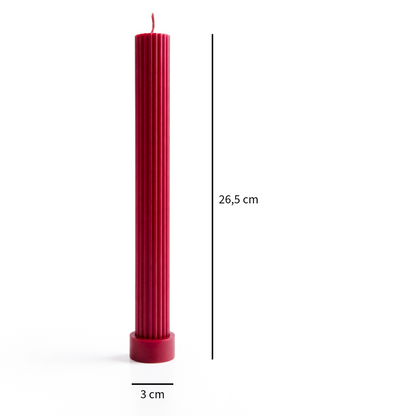 Velas Decorativas Largas Acanaladas (Rojas)