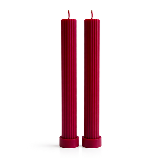 Velas Decorativas Largas Acanaladas (Rojas)