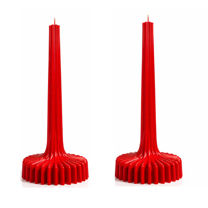 Red ribbed decorative candle
