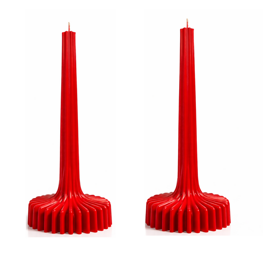 Red ribbed decorative candle