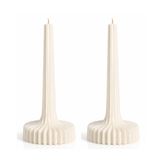 Green ribbed decorative candle