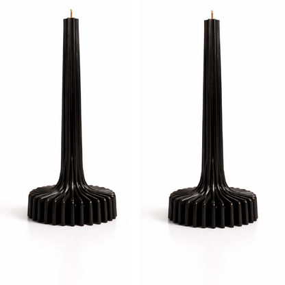 Black ribbed decorative candle