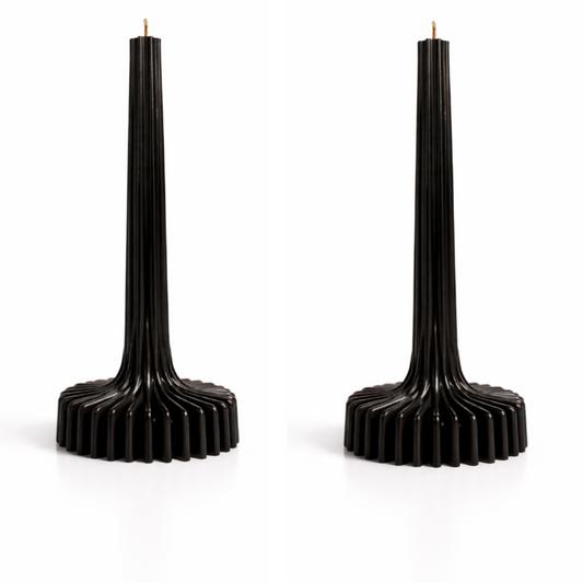 Black ribbed decorative candle
