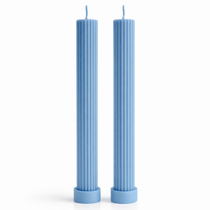 Velas Decorativas Largas Acanaladas (Azules)