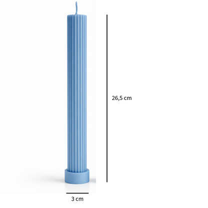 Velas Decorativas Largas Acanaladas (Azules)