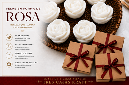 Velas en Forma de Rosa (Blancas)