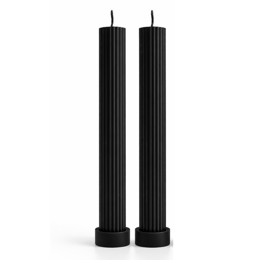 Velas Decorativas Largas Acanaladas (Negras)