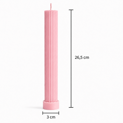 Velas Decorativas Largas Acanaladas (Rosas)