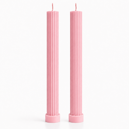 Velas Decorativas Largas Acanaladas (Rosas)