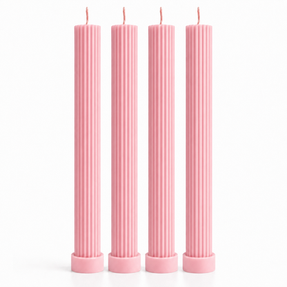 Velas Decorativas Largas Acanaladas (Rosas)