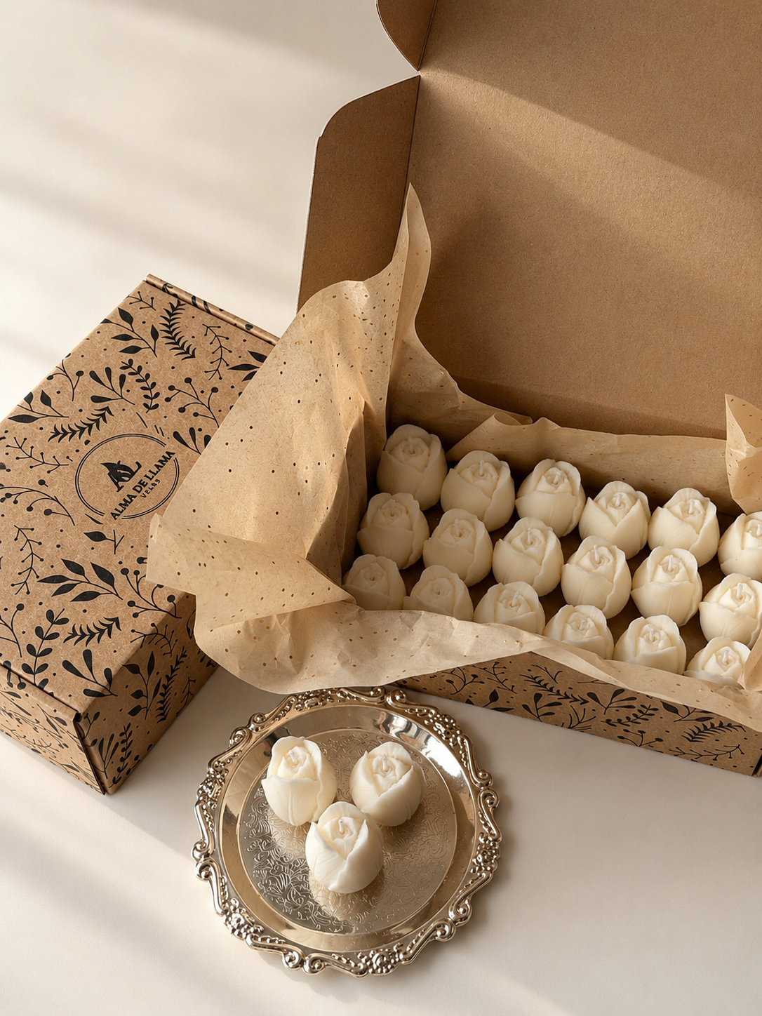 Velas Decorativas en Forma de Rosa (Blancas)